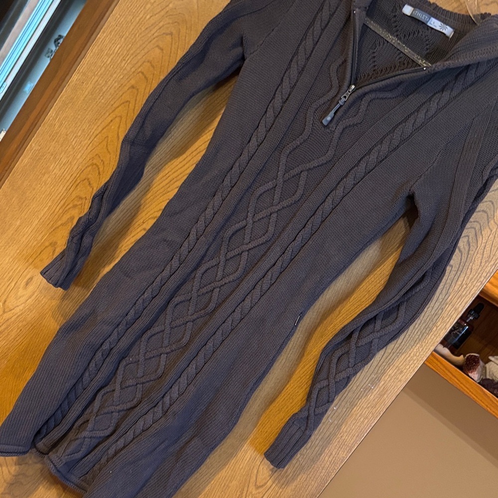 Athleta olive green Cable Knit Sweater minidress